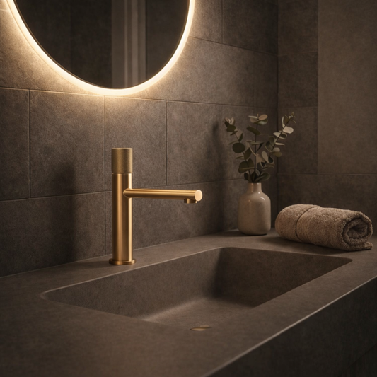 Mitigeur lavabo en laiton or brossé