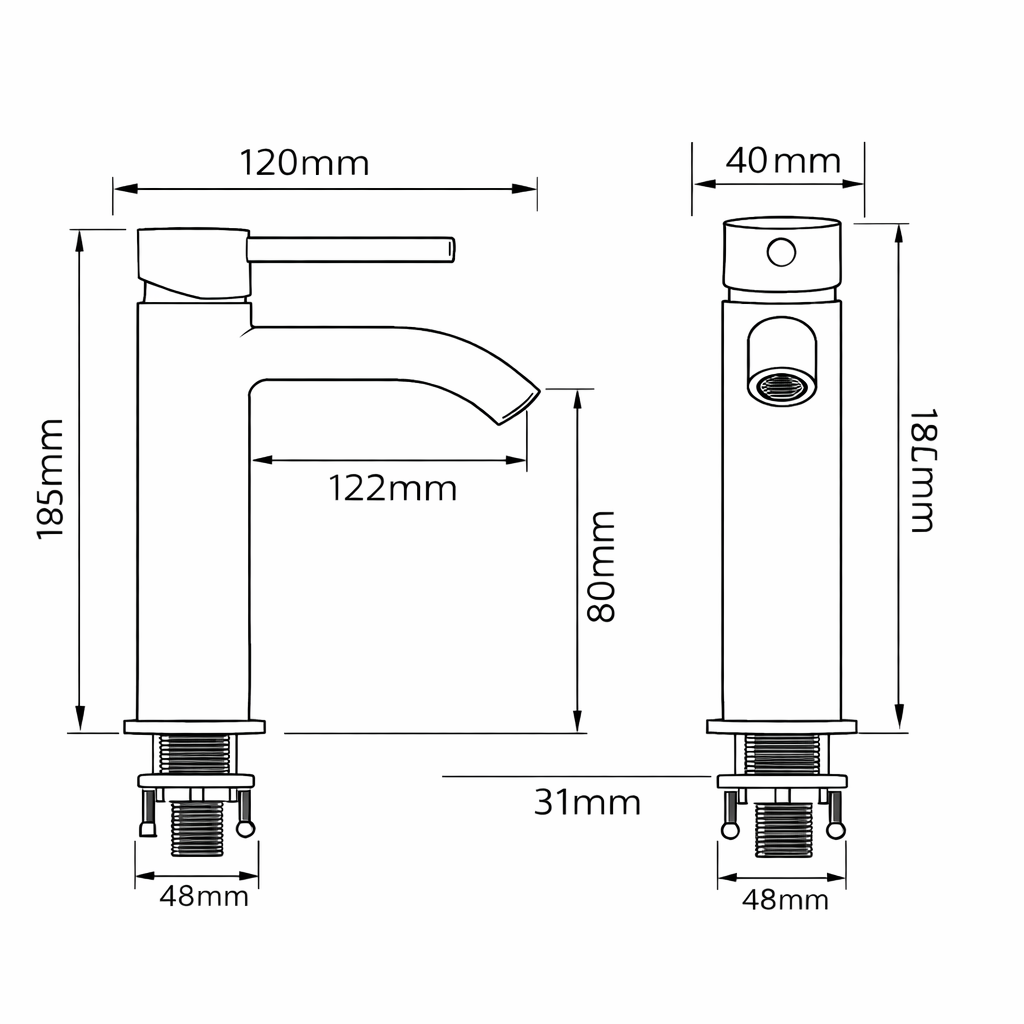 Robinet lavabo en inox brossé