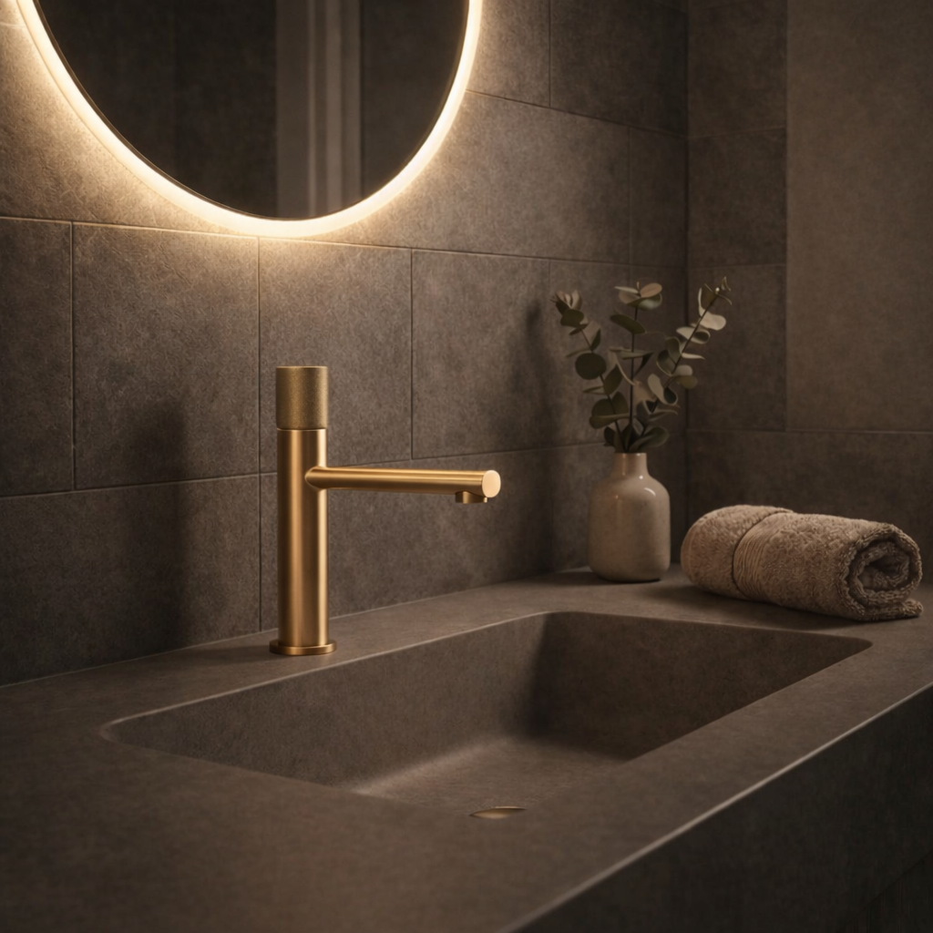 Mitigeur lavabo en laiton or brossé