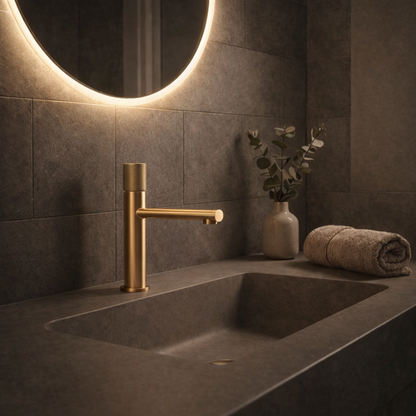 Mitigeur lavabo en laiton or brossé