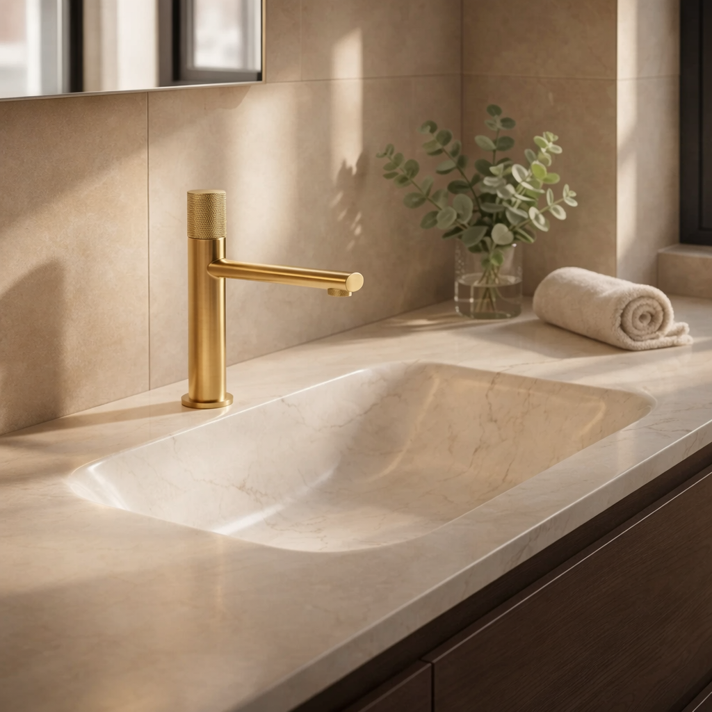 Mitigeur lavabo en laiton or brossé