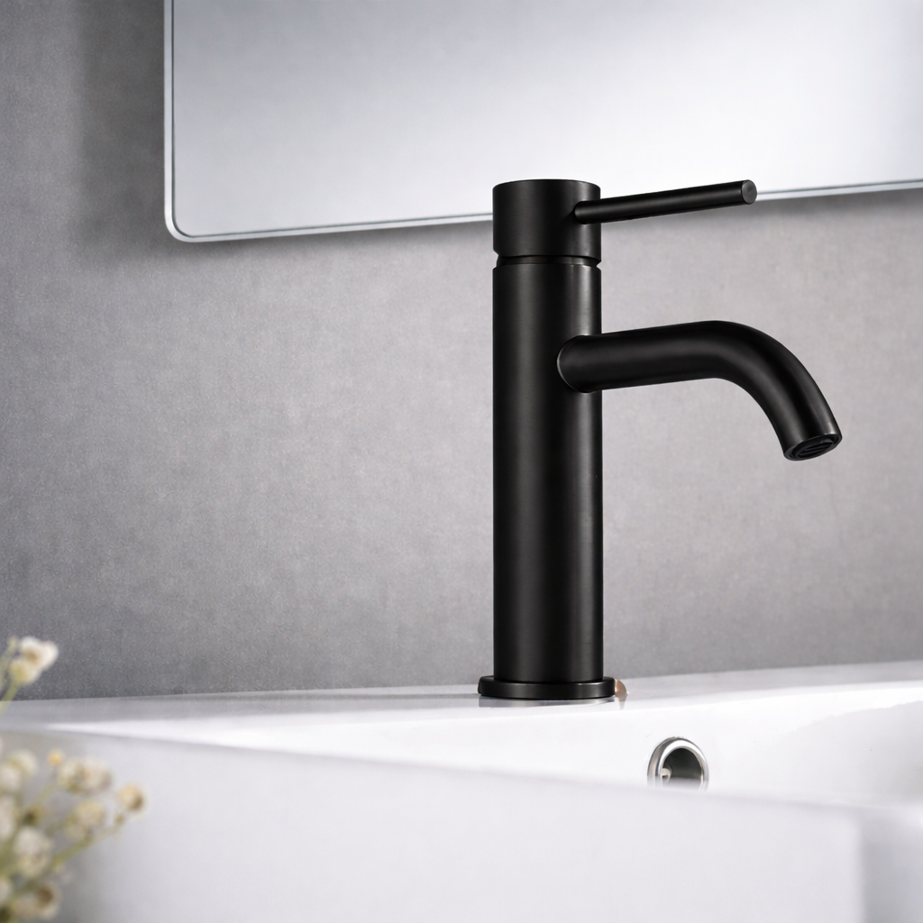 Robinet lavabo en inox brossé