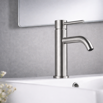 Robinet lavabo en inox brossé