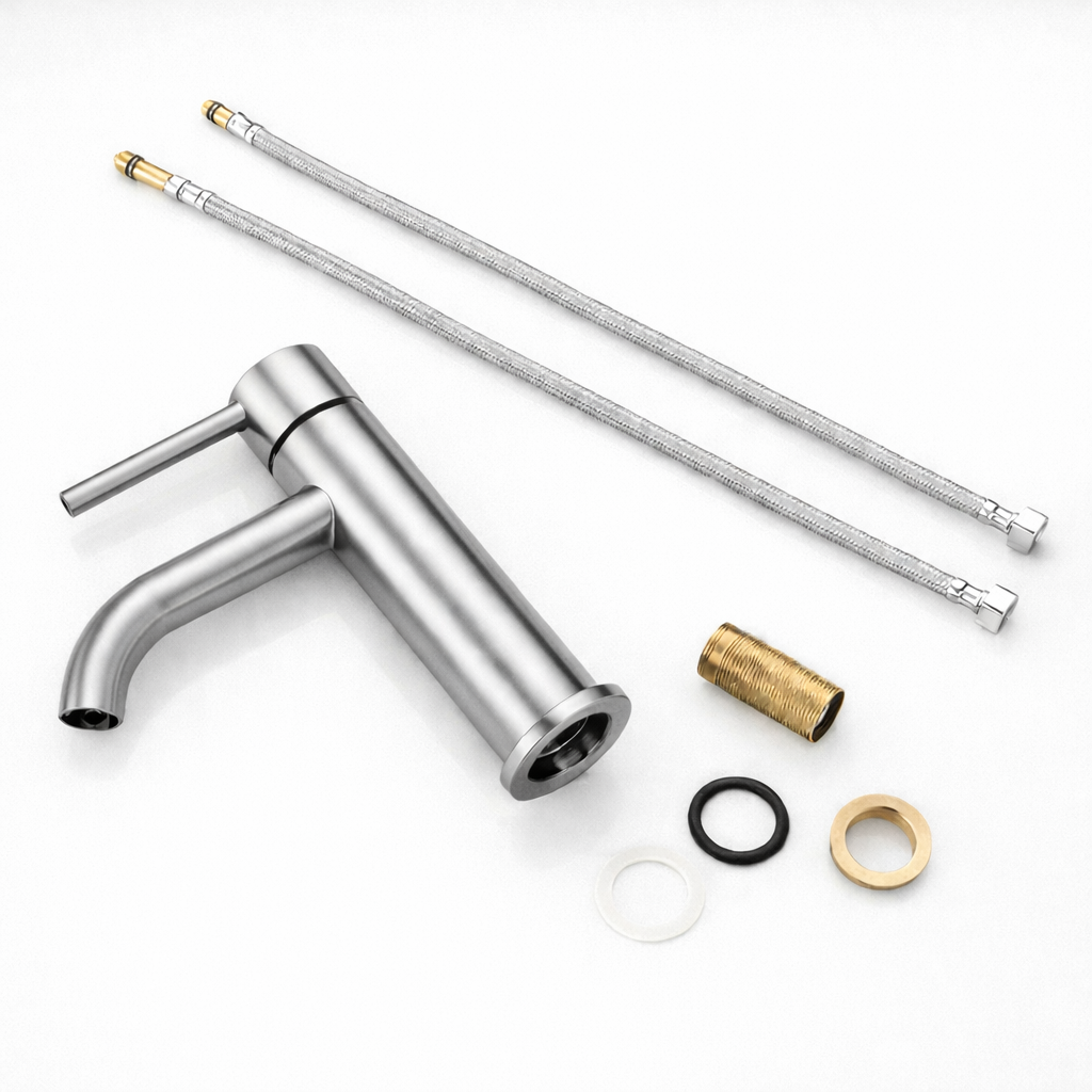 Robinet lavabo en inox brossé