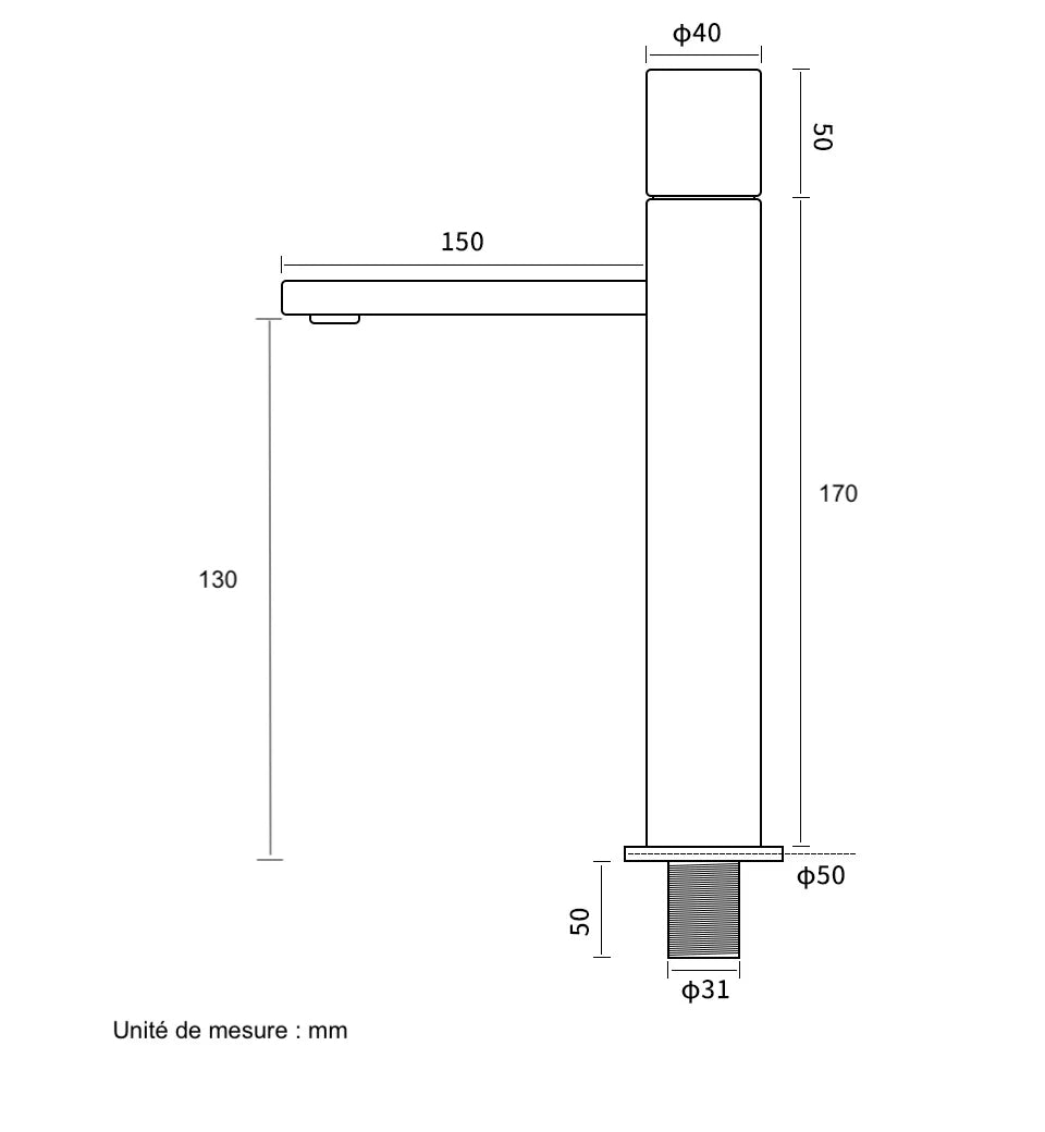 Mitigeur lavabo en laiton or brossé
